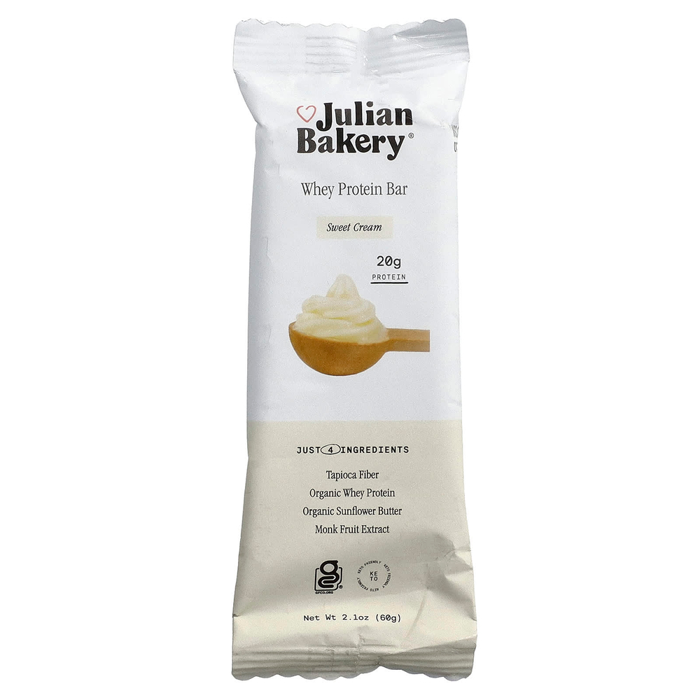 Julian Bakery, батончик сывороточного протеина, со вкусом сладких кремов, 12 батончиков по 60 г (2,1 унции)