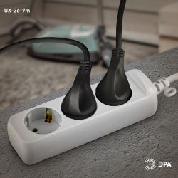 Удлинитель электрический ЭРА UX-3e-7m с заземлением 3 розетки 7м ПВС 3x0,75мм2 10А | Бытовые удлинители