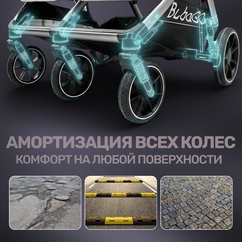 Прогулочная коляска для двойни BubaGO DUO X