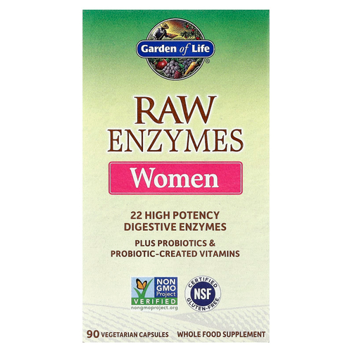 Garden of Life, Ферменты RAW Enzymes для женщин, 90 вегетарианских капсул