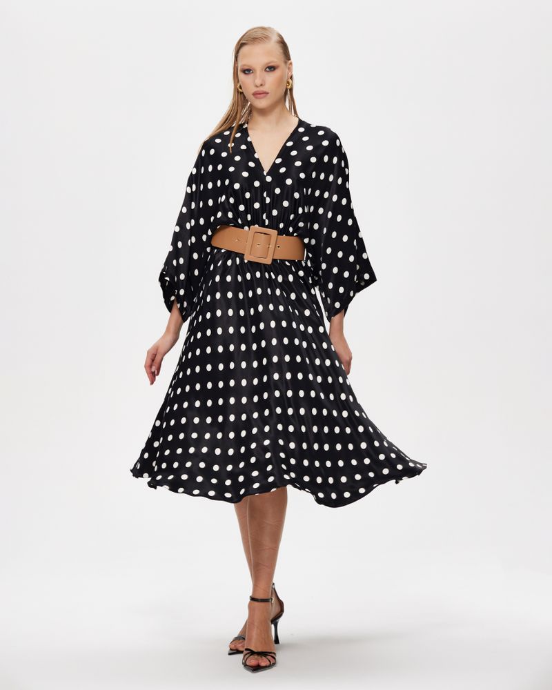 Платье сатиновое с большим горохом – купить за 12 880 ₽ | MISS CHIC