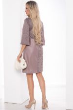 Платье комбинированное (экокожа/бежевый меланж) П8397 LT Collection