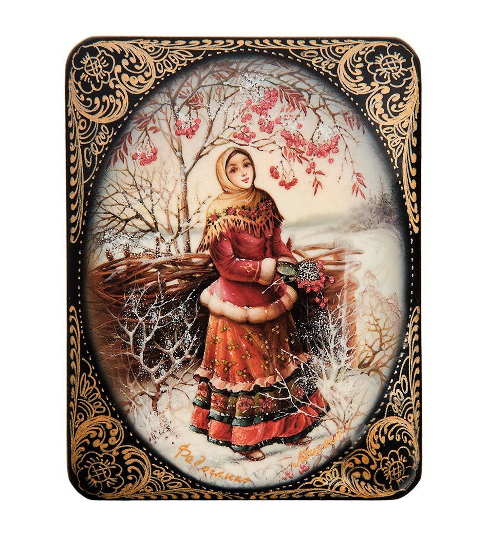 ШК-19/17 Шкатулка в технике декупаж «Рябина красная» (10х8х3,5)