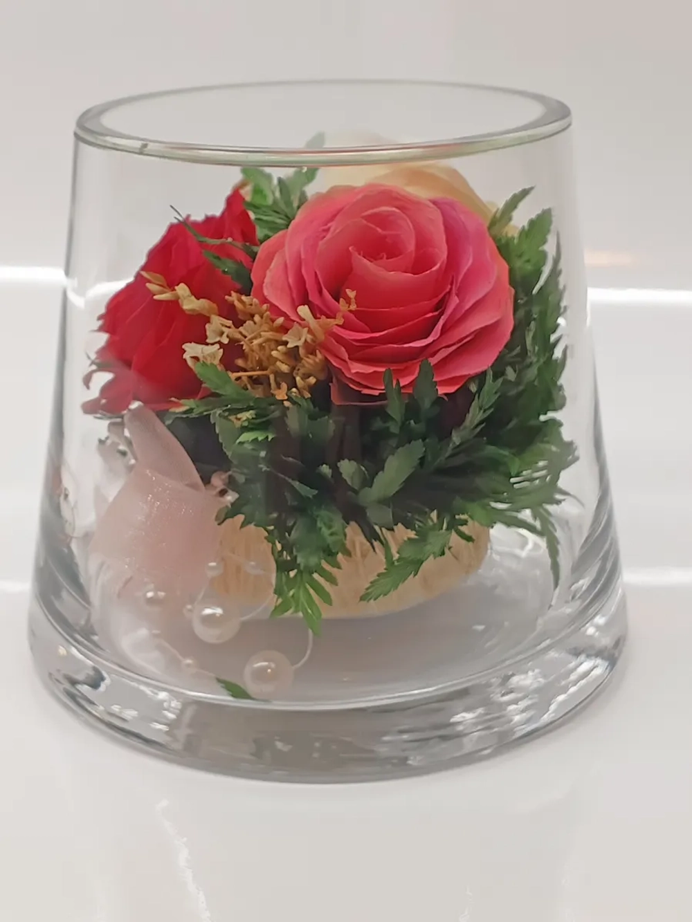 натуральные розы в стекле, вакуум