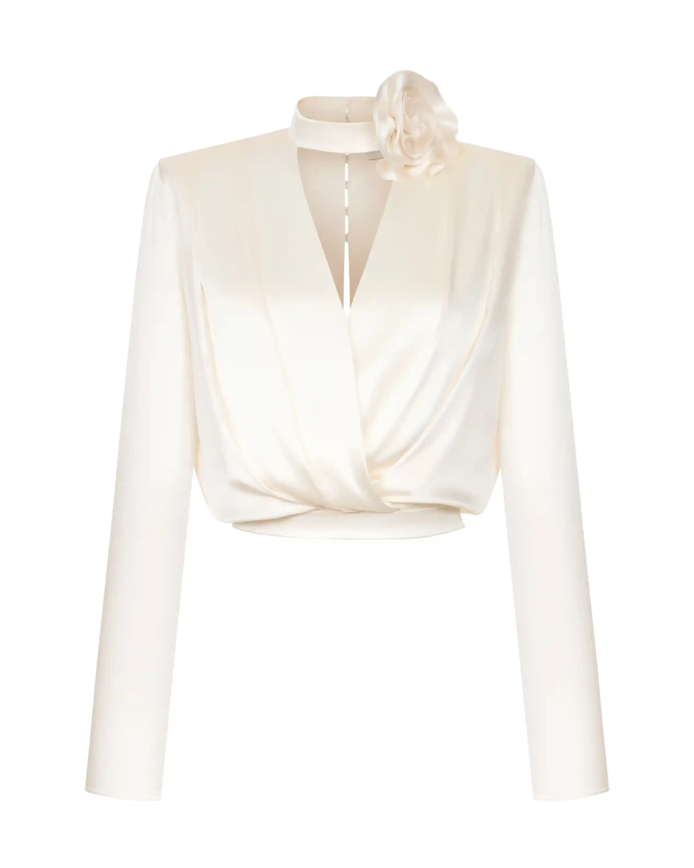 Jasmine top, топ с длинным рукавом и чокером из молочного атласа