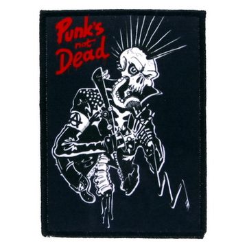 Нашивка Punks Not Dead скелет с автоматом (814)