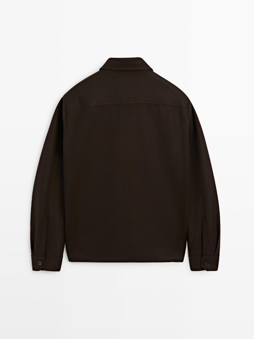 Massimo Dutti Куртка-рубашка из 100% шерсти с карманами, шоколадный
