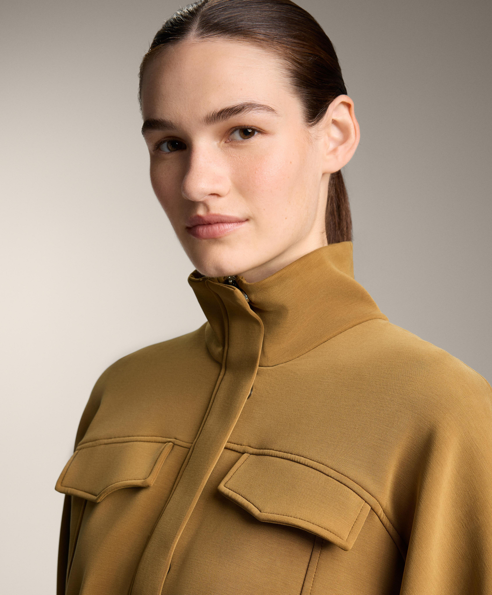 Oysho Укороченная куртка с регулируемой талией из модала с начесом, оливковый