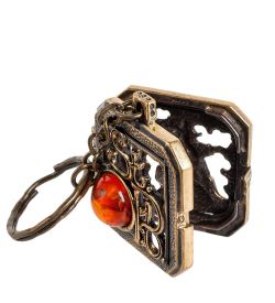 AM- 849 Брелок «Медальон СПБ» (латунь, янтарь)