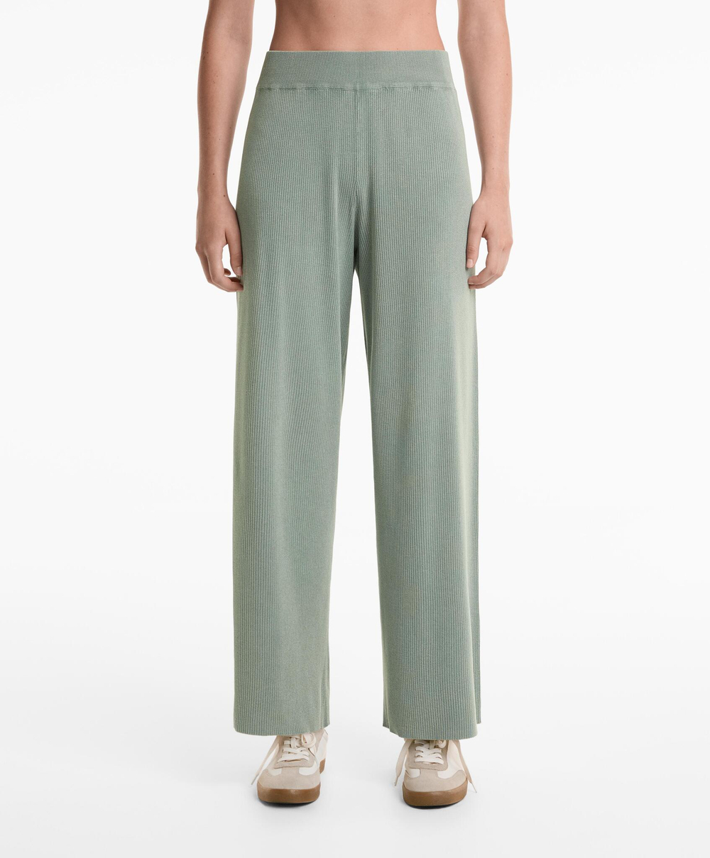OYSHO Трикотажные брюки прямого кроя, светло-зеленый
