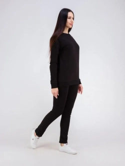 Свитшот без начеса и капюшона однотонный стильный, хлопок