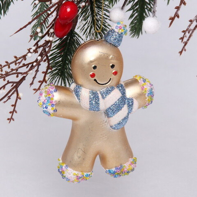Ёлочная игрушка «Пряничный человек» 9*2*12,5 см, голубой