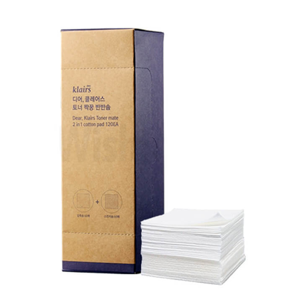 Klairs toner mate 2 in 1 cotton pad – Подушечки для нанесения тонера