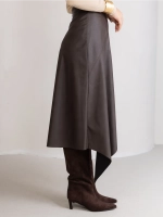 Юбка кожаная трапеция миди