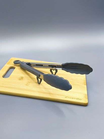 Щипцы силиконовые 23 см. Kamille КМ 7511 с ручками из нержавеющей стали