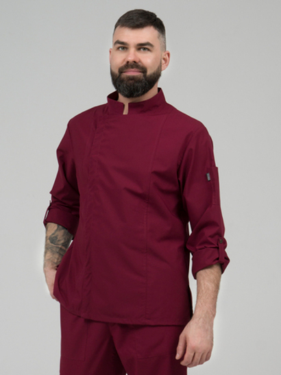 Бордовый мужской китель "Вишня" для повара и кондитера NVDesign