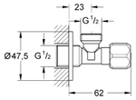 Вентиль запорный Grohe 22016000 угловой Хром