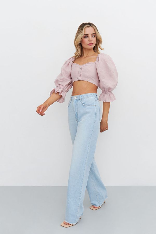 Джинсы Wide Leg голубого цвета