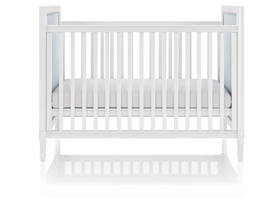 Кроватка Elit (белый, голубая ткань)