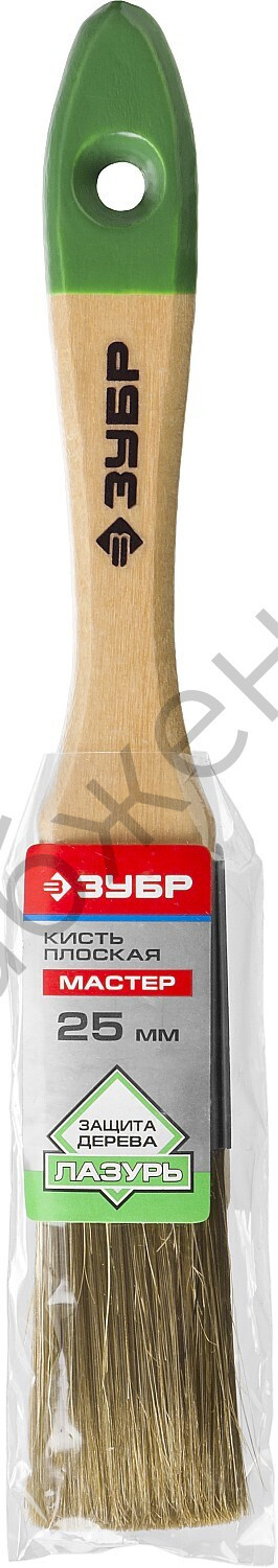ЗУБР Лазурь 25 мм, 1'' светлая смешанная щетина, деревянная ручка ь, Плоская кисть, МАСТЕР (4-01009-025)