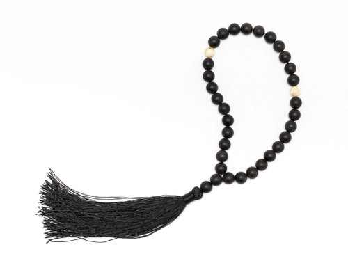 Мужские чётки из натурального янтаря черного цвета, диаметр бусин 9мм