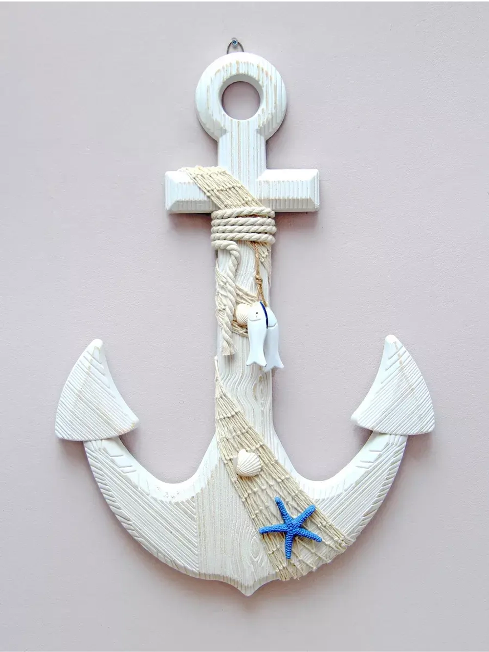 Декор на стену для интерьера "Якорь с канатом"