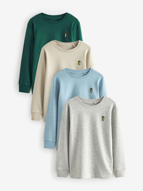 Лонгслив для мальчика Next N73-636, 4 шт., Зеленый, Молочный, Серый