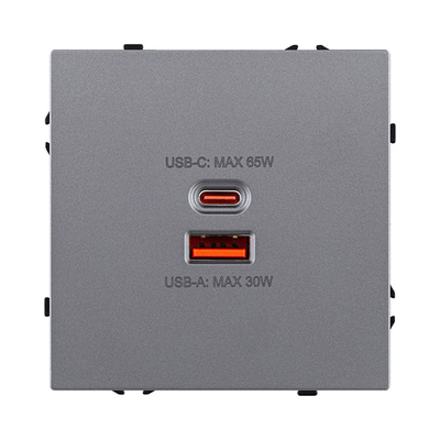 Розетка USB A+C 65W, серый Kollinger Eclipse EC-024GY