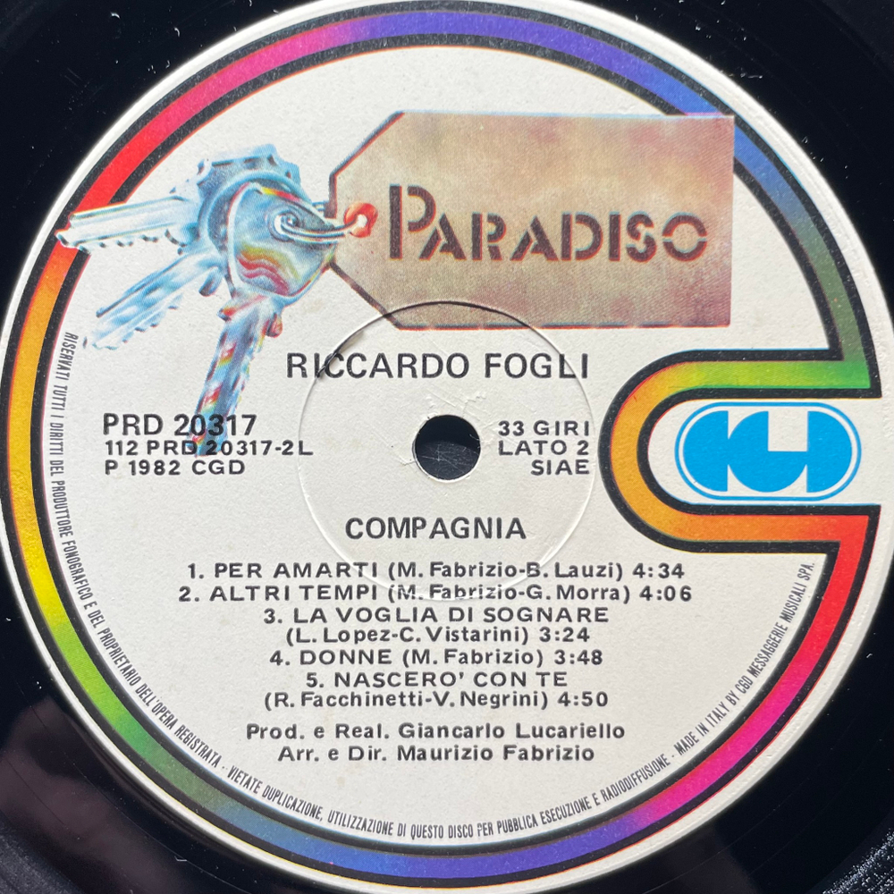 Riccardo Fogli ‎– Compagnia (Италия 1982г.)