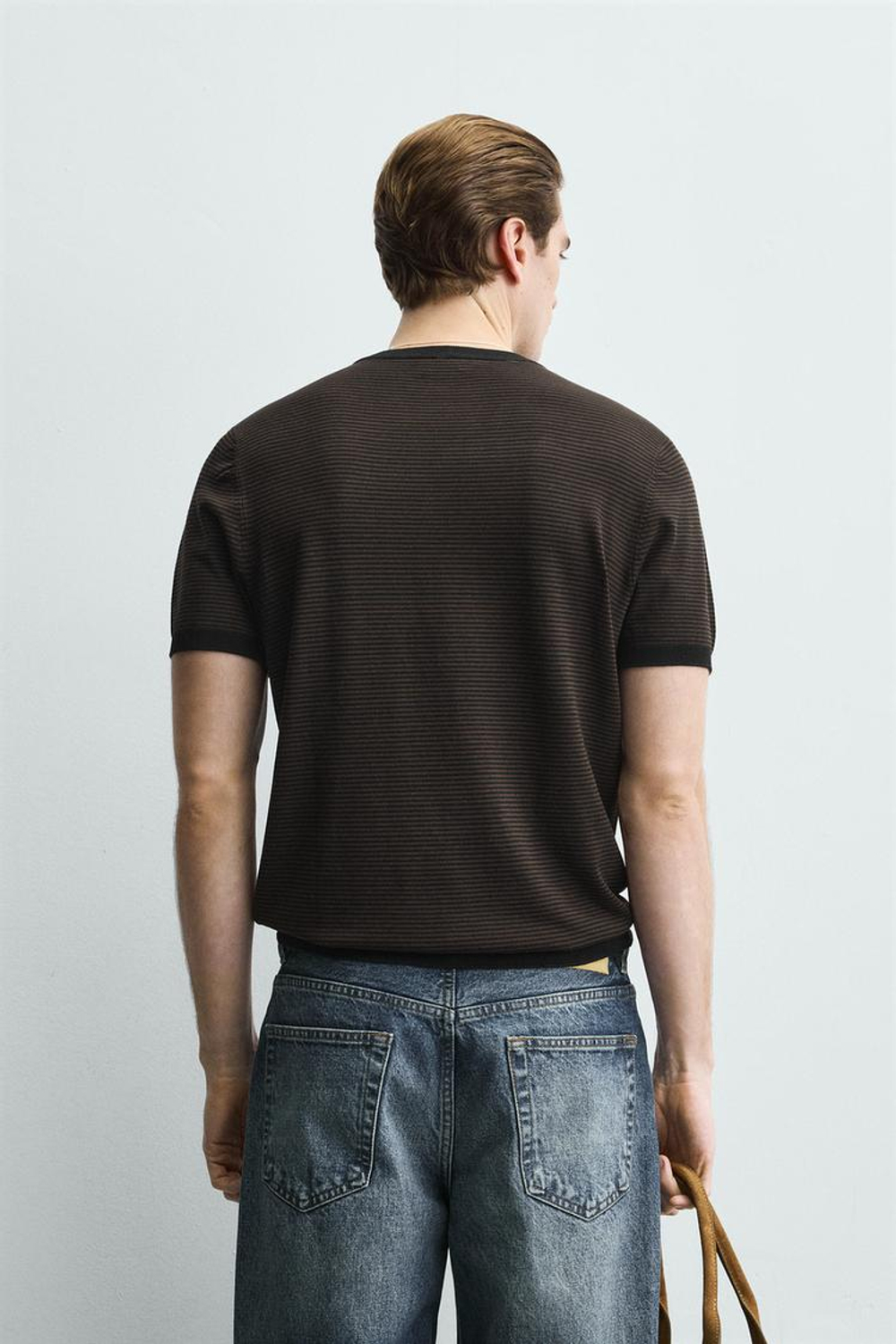 ZARA ФУТБОЛКА ИЗ СМЕСОВОЙ ВИСКОЗЫ, ПОЛОСКИ