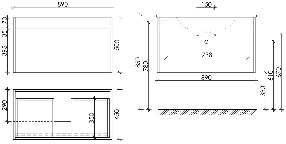 Тумба с раковиной Sancos Smart, 89 см., эмаль белый, SM90W