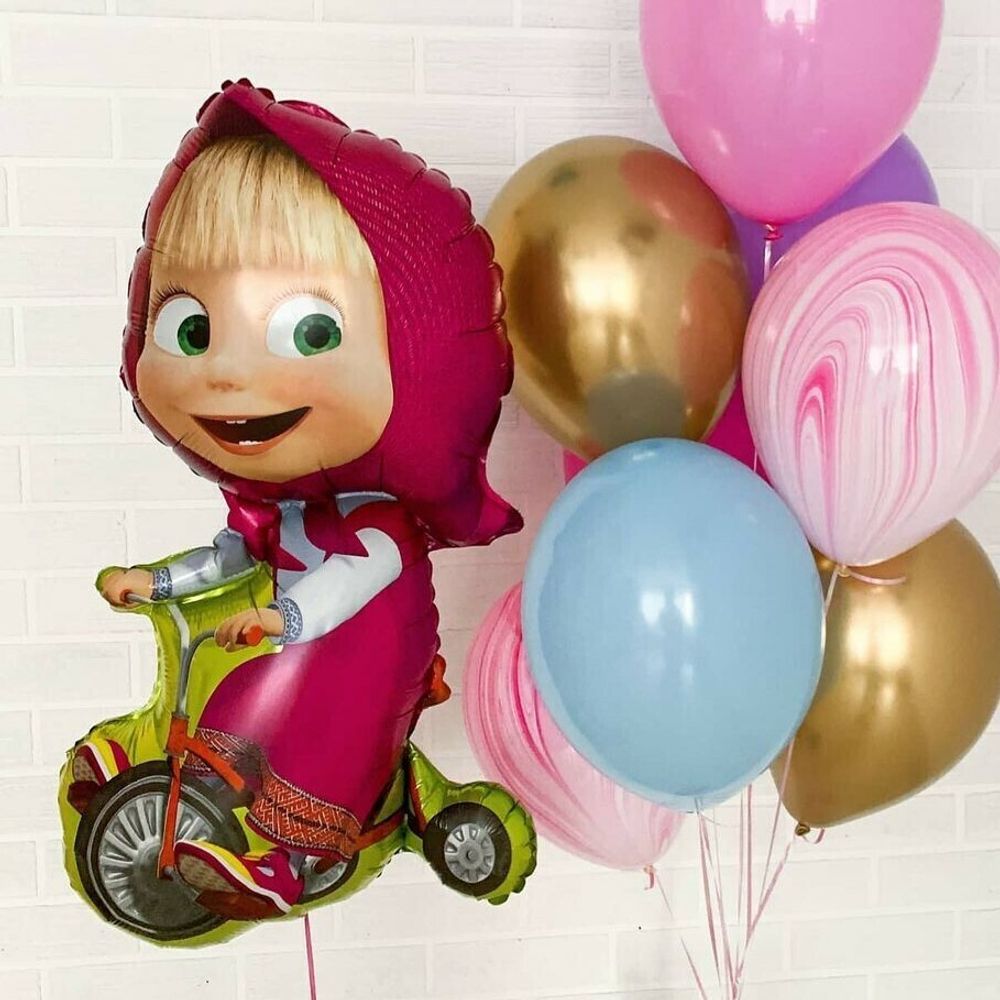 G Шар фигура Маша на велосипеде (39"/99 см) (БГ-32)  Изображение5