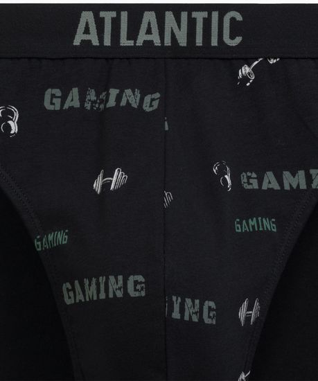 Мужские трусы (3шт) слипы спорт Atlantic 3MP-206, хлопок, черный + черный + светлый хаки