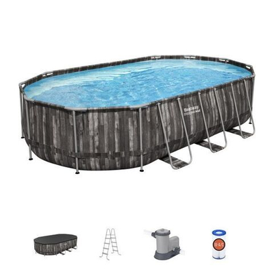 Бассейн каркасный Oval Pool Set овальный 610*366*122 см + 3 аксессуара Bestway (5611R)