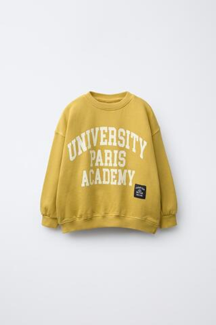 ZARA ТОЛСТОВКА UNIVERSITY С НАДПИСЬЮ, ОХРА