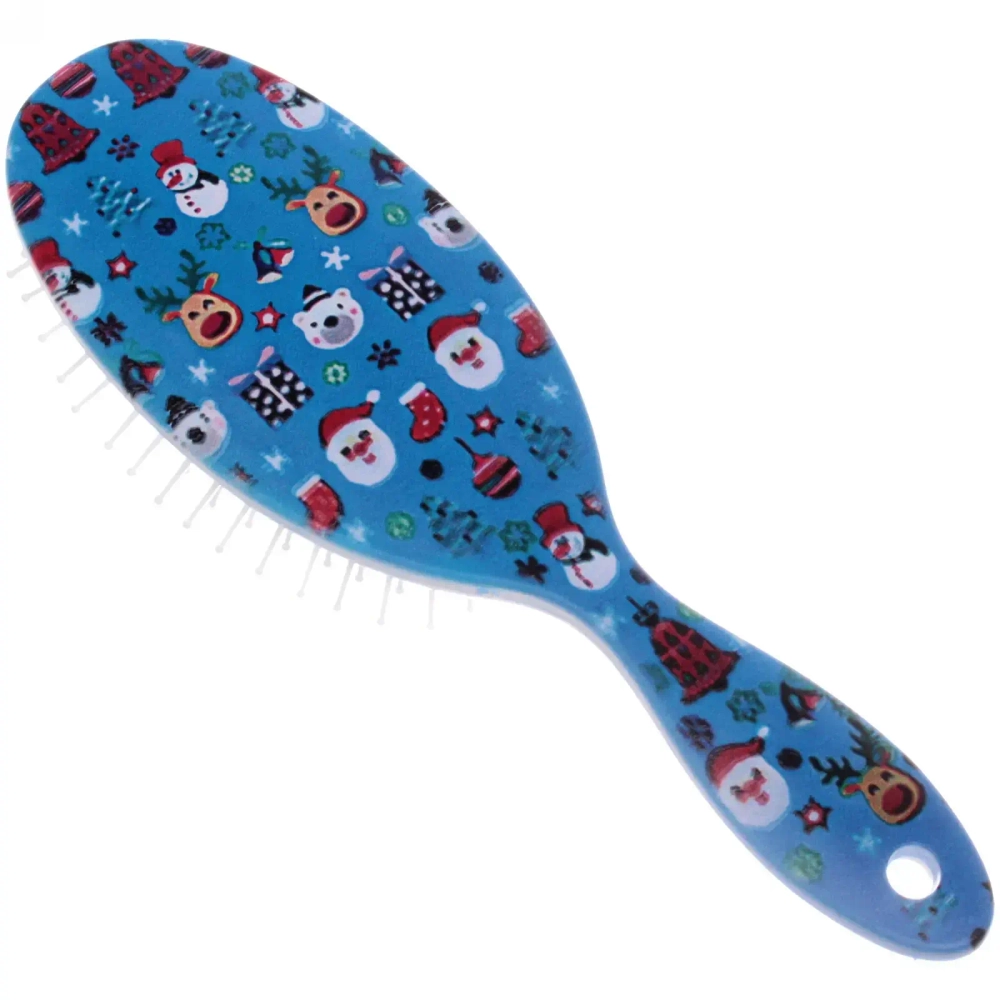 Расчёска массажная «Mon Possier - Новогодние чудеса», цвет синий, 7,5*22,5см