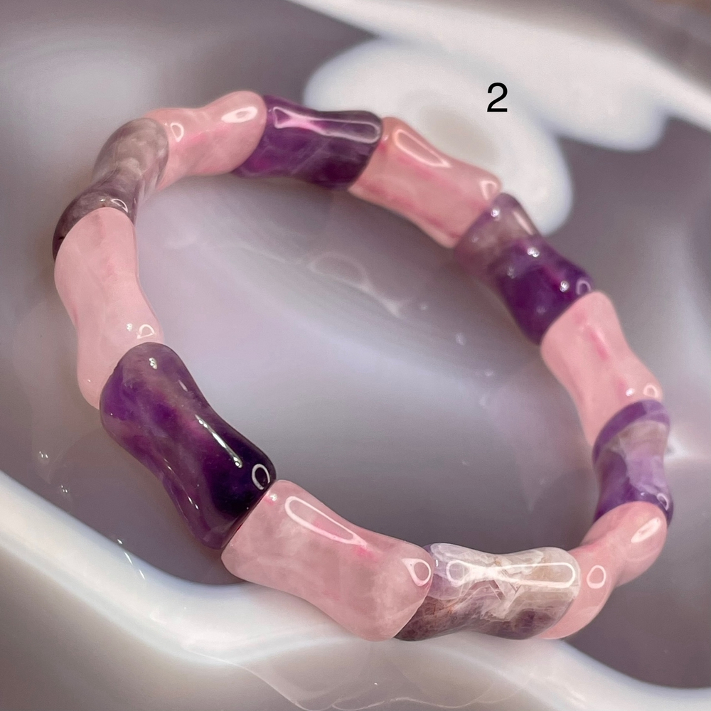 51814  Аметист Розовый кварц Браслет сегмент 12*16мм