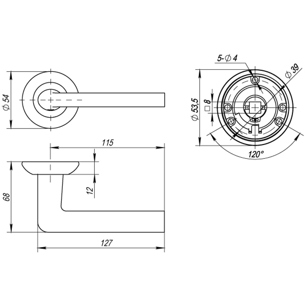 Дверные ручки (раздельные) "PUNTO" R.TL54.REX 105mm (разные цвета)