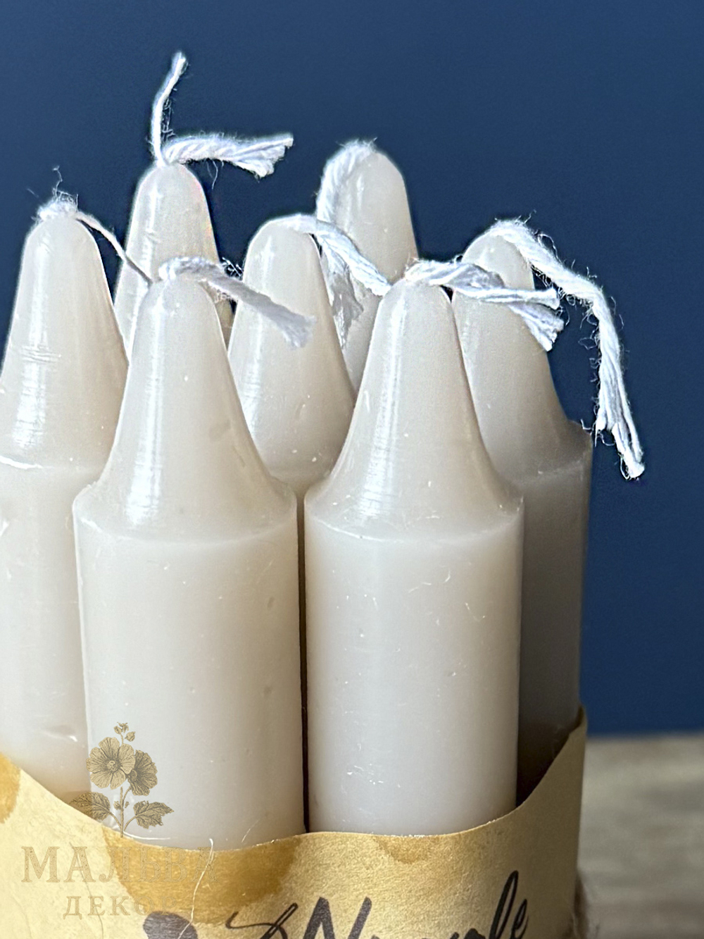 Набор из 7 декоративных свечей "Лён" 11,5x2 см