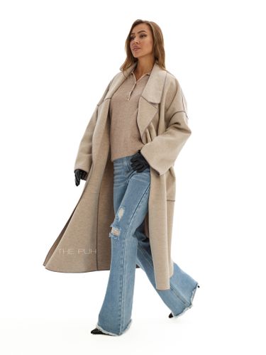 Темно-бежевое поло с длинным рукавом из шерсти