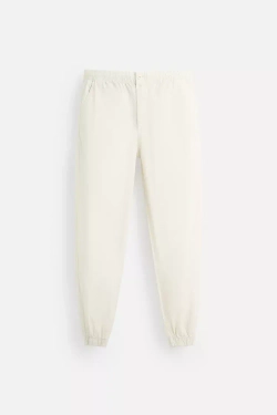 ZARA БРЮКИ-ДЖОГГЕРЫ ИЗ ТКАНИ С ЭФФЕКТОМ ПОТЕРТОСТИ, СВЕТЛЫЙ РЫЖЕВАТО-КОРИЧНЕВЫЙ