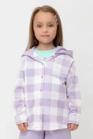 рубашка  для девочки  КР 302698/пастельно-лиловый,клетка виши к541