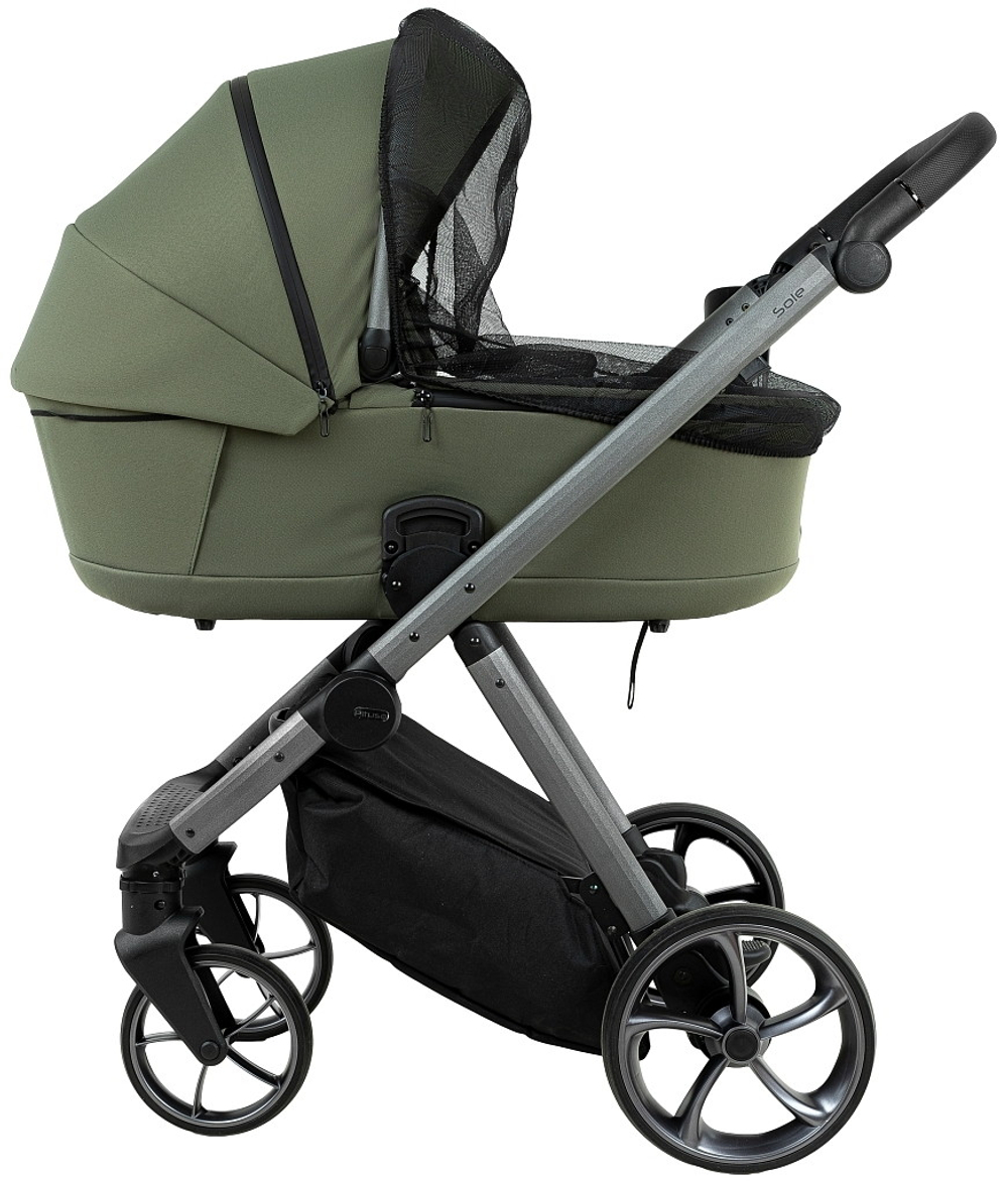 Детская коляска Pituso Sole 3 в 1 с автокреслом Santiso Pro Black PMPT/022 Field Green