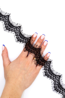 Узкое кружево шантильи чёрное неэластичное 4.5 см