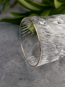 Стаканы для виски, 6 шт. Прозрачный лед с золотой каймой