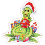 Наклейка на стекло «Змея с подарками» 20*20 см