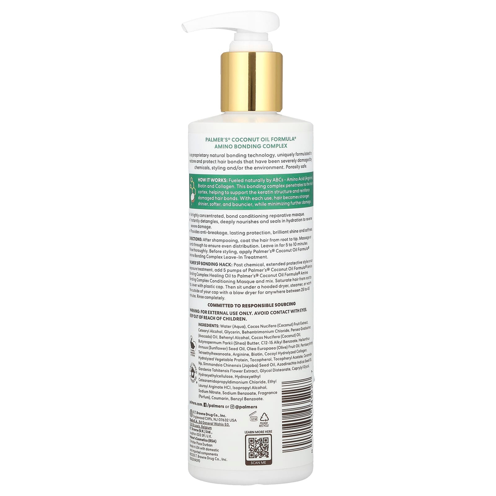 Palmer's, Coconut Oil Formula® с витамином E, связывающий комплекс с аминокислотами, связывающая маска-кондиционер, 355 мл (12 жидк. унц.)