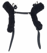 Черные базовые наручники из кожи с опушкой (Цвет: черный)