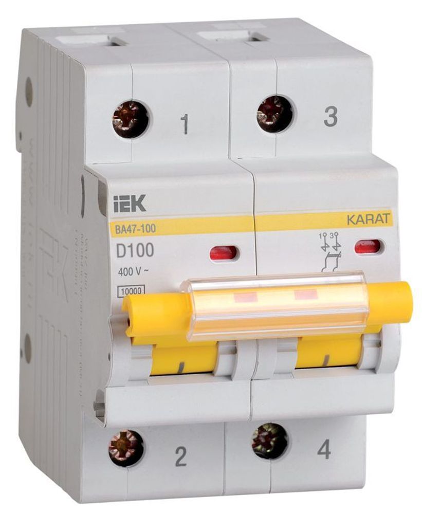 Выключатель автоматический модульный 2п D 100А 10кА ВА47-100 KARAT IEK MVA40-2-100-D