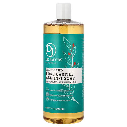 Dr. Jacobs Naturals, Чистое кастильское универсальное мыло на растительной основе с эфирным маслом эвкалипта, 946 мл (32 унции)